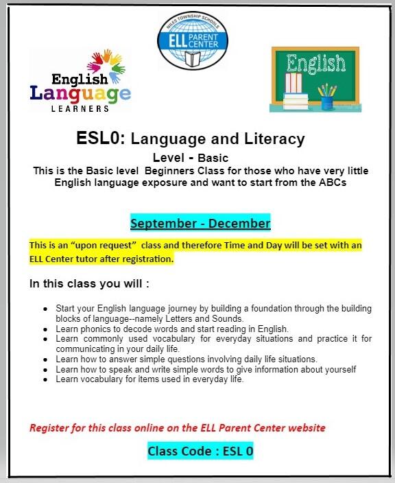 ESL0: Language and Literacy
