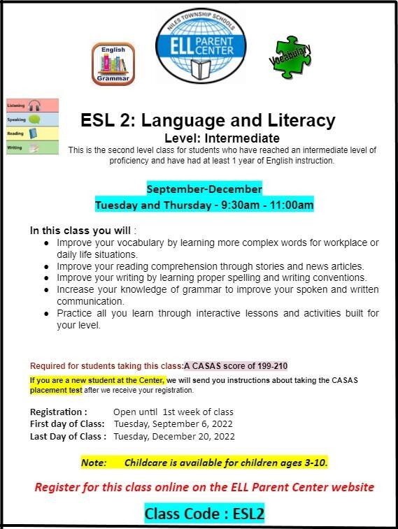 ESL2: Language and Literacy
