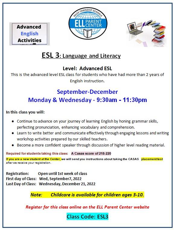 ESL3: Language and Literacy