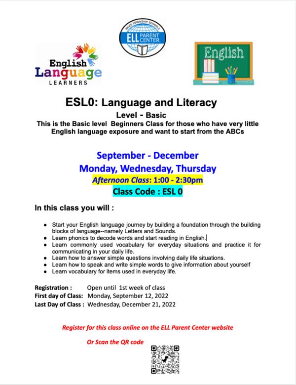 ESL0: Language and Literacy