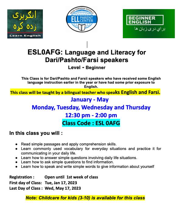 ESL0AFG Language and Literacy