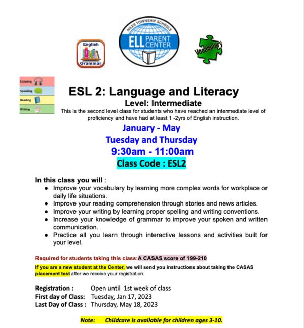 ESL 2 Language and Literacy