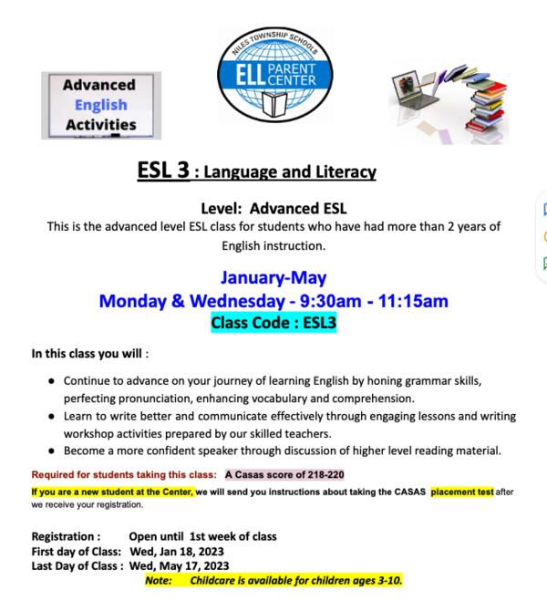 ESL 3 Language and Literacy