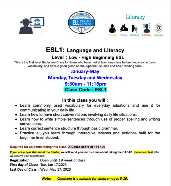 ESL 1 Language and Literacy
