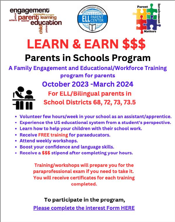 Learn & Earn . . . Parents in School Program